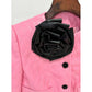 Pink Leather Embellished Cropped Jacket Long Sleeve Flower Detail Two Piece Mini Skirt Suit