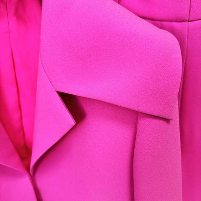 Womens Pink Pantsuit Crop Jacket Trousers Suit