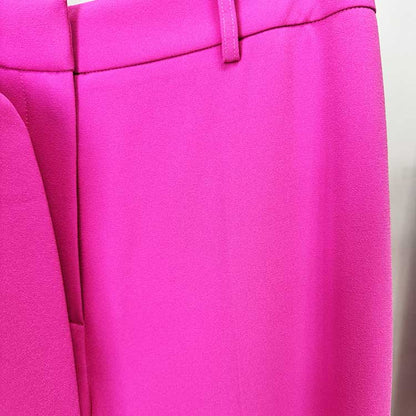 Womens Pink Pantsuit Crop Jacket Trousers Suit