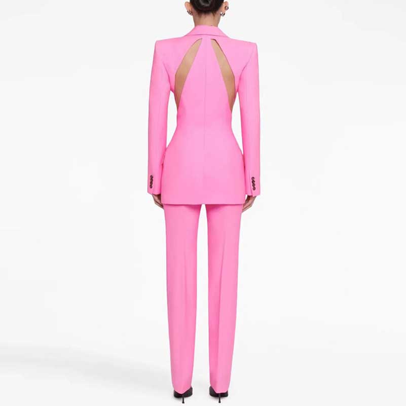 Single-breasted Slashed Jacket Suit Two Pieces Blazer Pantsuit