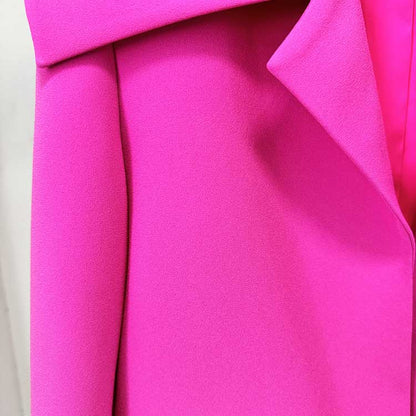 Womens Pink Pantsuit Crop Jacket Trousers Suit