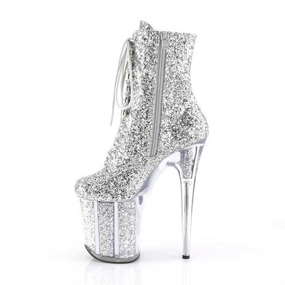 20CM/7.87 inch Stiletto High Heels Short Boots Clear Heeled Platform Dance Shoes