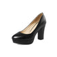 Platform Round Toe High Heel Pumps Chunky High Dress Shoes