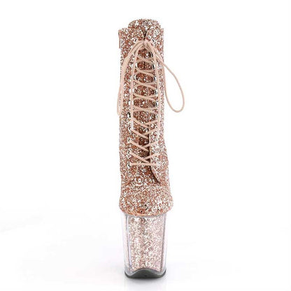 20CM/7.87 inch Stiletto High Heels Short Boots Clear Heeled Platform Dance Shoes