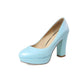 Platform Round Toe High Heel Pumps Chunky High Dress Shoes