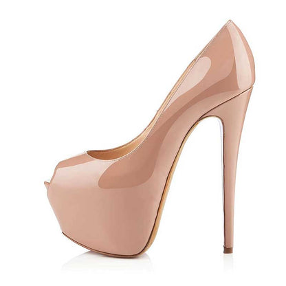Women's Peep Toe Platform Pumps Heeled Stiletto Slip On Prom Shoes