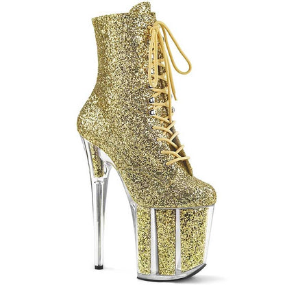 20CM/7.87 inch Stiletto High Heels Short Boots Clear Heeled Platform Dance Shoes