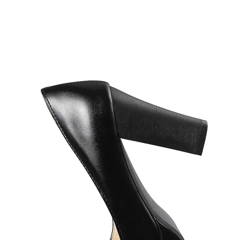 Platform Round Toe High Heel Pumps Chunky High Dress Shoes