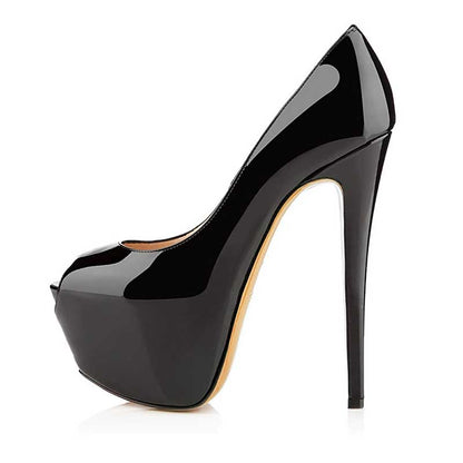 Women's Peep Toe Platform Pumps Heeled Stiletto Slip On Prom Shoes