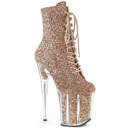 20CM/7.87 inch Stiletto High Heels Short Boots Clear Heeled Platform Dance Shoes