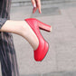 Platform Round Toe High Heel Pumps Chunky High Dress Shoes