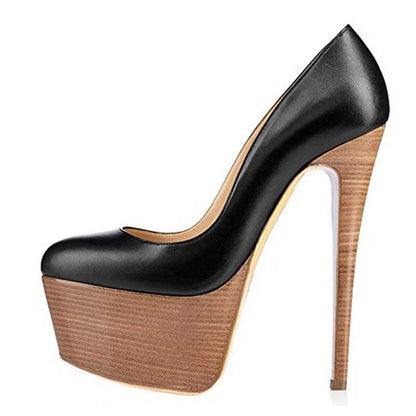 Women's High Heels Platform Pumps Closed Toe Stiletto Slip On Heeled Pumps Sandals