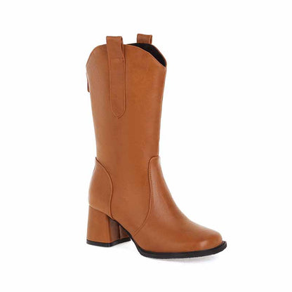 Women's Fashion Boots Plus Size Mid-calf cowgirl boots in white, black,brown,khaki color