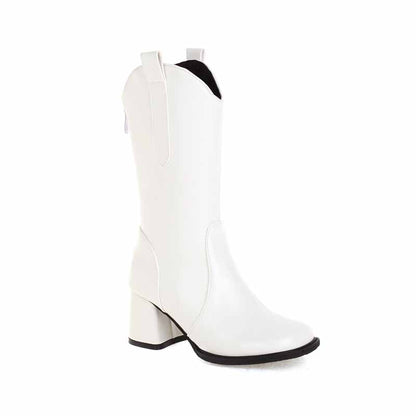 Women's Fashion Boots Plus Size Mid-calf cowgirl boots in white, black,brown,khaki color