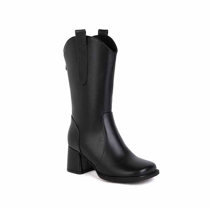 Women's Fashion Boots Plus Size Mid-calf cowgirl boots in white, black,brown,khaki color