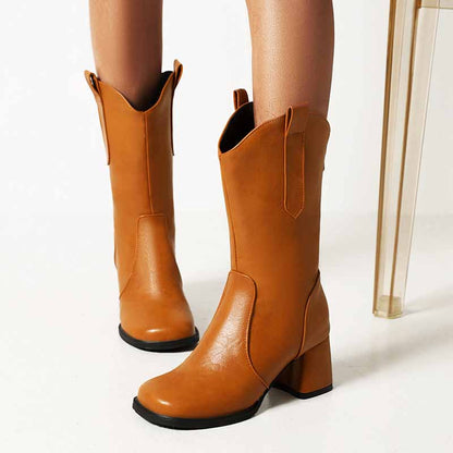 Women's Fashion Boots Plus Size Mid-calf cowgirl boots in white, black,brown,khaki color