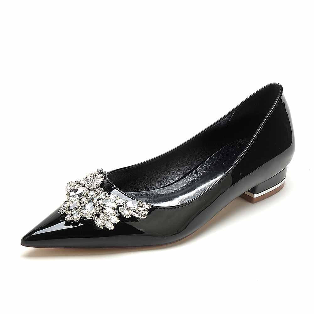 Pointed toe rhinestone prom flats by S&DCo with elegant embellishments for special occasions