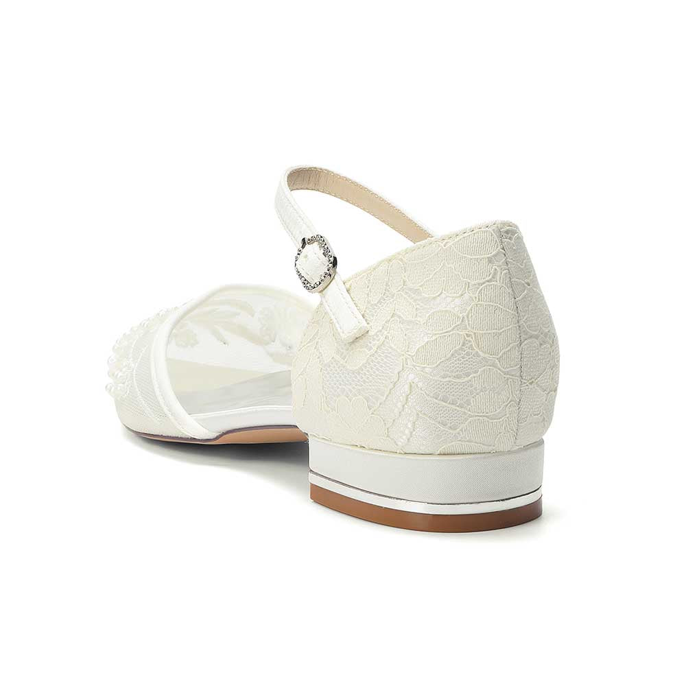 Flat Bridal Shoes Closed Back Pointed Toe Wedding Shoes For Women