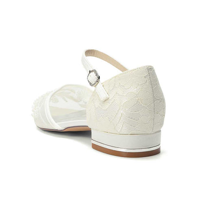 Flat Bridal Shoes Closed Back Pointed Toe Wedding Shoes For Women