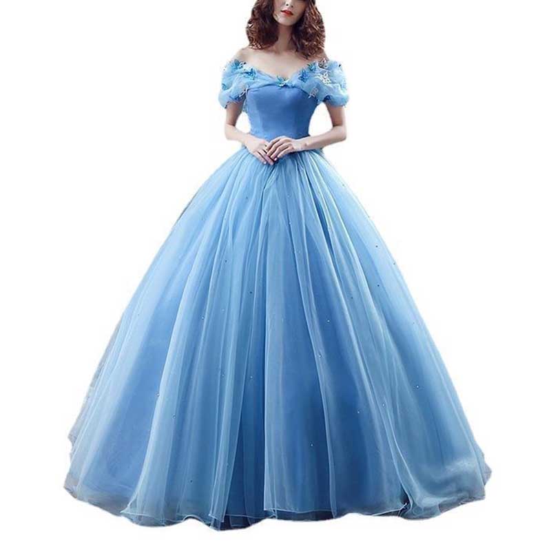 Off Shoulder Tulle Princess Beaded Charming Applique Backless Long Prom Dress