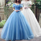 Off Shoulder Tulle Princess Beaded Charming Applique Backless Long Prom Dress