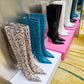 Faux Snakeskin Boots Special-Shaped High Heeled Knee High Boots