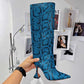 Faux Snakeskin Boots Special-Shaped High Heeled Knee High Boots