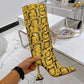 Faux Snakeskin Boots Special-Shaped High Heeled Knee High Boots