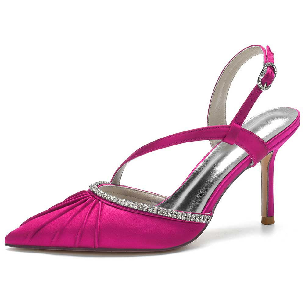 Elegant pink prom heels with crossing straps and sparkling embellishments for special occasions