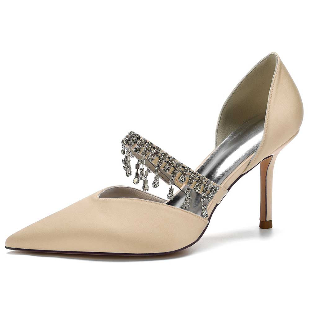 Elegant SD Dresscode prom heels with crystals featuring a pointed toe and stylish strap design