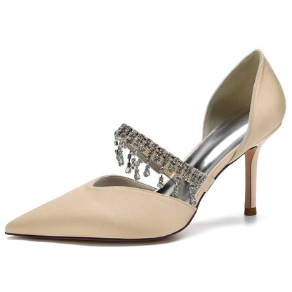Elegant SD Dresscode prom heels with crystals featuring a pointed toe and stylish strap design