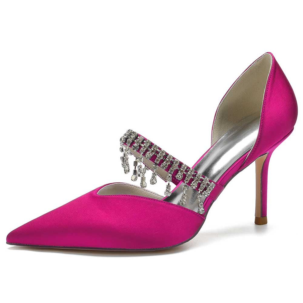 SD Dresscode pink prom heels with crystals featuring a stylish pointed toe and elegant strap design