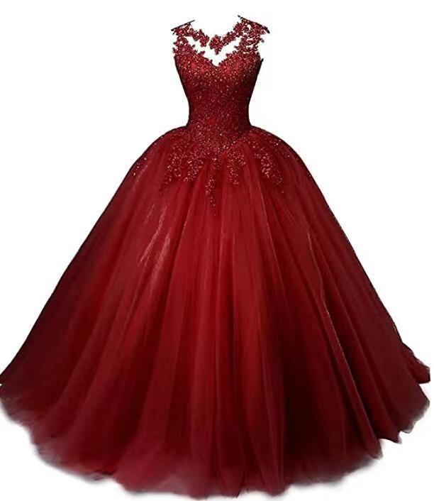 Beaded Quinceanera Dresses Sweet 16 Appliques Prom Ball Lace Gown