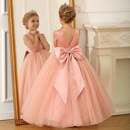 Ball Gown Floor Length Satin Tulle Flower Girl Dress