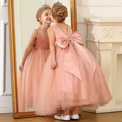 Ball Gown Floor Length Satin Tulle Flower Girl Dress