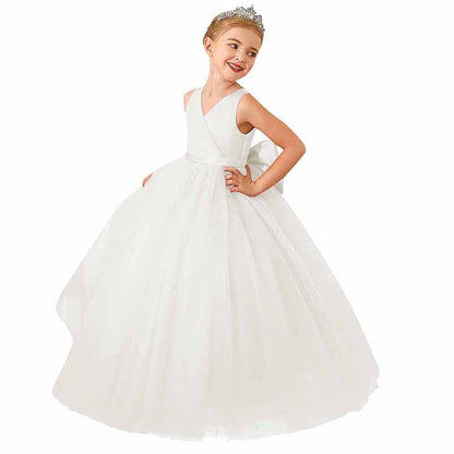 Ball Gown Floor Length Satin Tulle Flower Girl Dress