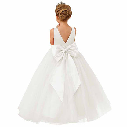 Ball Gown Floor Length Satin Tulle Flower Girl Dress