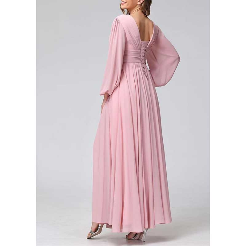 open lace back dress Charming Fuchsia A-line Long Plus Size Prom Dress With Sleeves