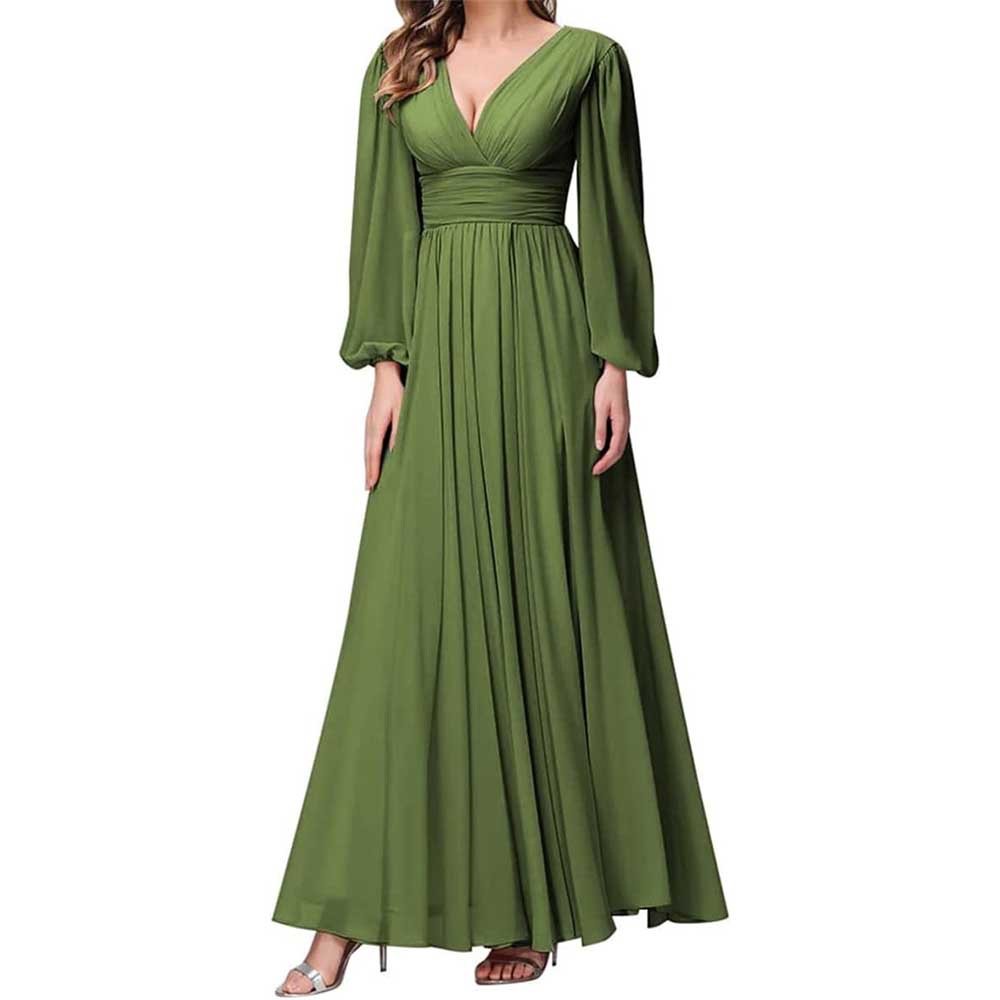 Long Sleeve Chiffon Bridesmaid Dresses Plus Size Prom Dress Formal Gowns