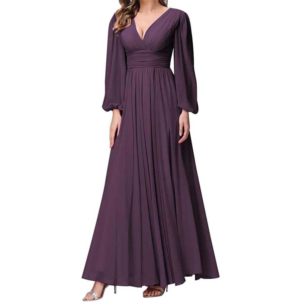 Long Sleeve Chiffon Bridesmaid Dresses Plus Size Prom Dress Formal Gowns