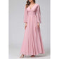 Long Sleeve Chiffon Bridesmaid Dresses Plus Size Prom Dress Formal Gowns