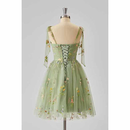 Womens Flower Embroidery Tulle Prom Dress Formal Evening Party Gowns