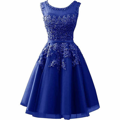 Women's Evening Dresses with Appliques Elegant Ball Gown Bridesmaid Dresses Short Party Dress