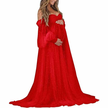 Tulle Dresses Puffy Off Shoulder Bridal Lingerie Pregnancy Gowns