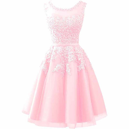 Women's Evening Dresses with Appliques Elegant Ball Gown Bridesmaid Dresses Short Party Dress