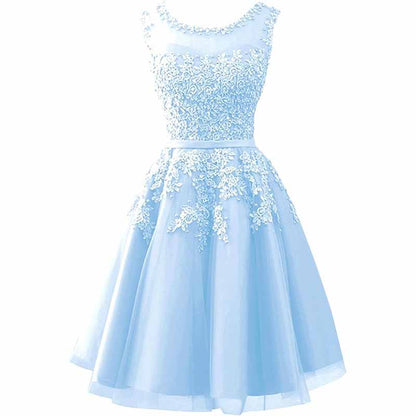 Women's Evening Dresses with Appliques Elegant Ball Gown Bridesmaid Dresses Short Party Dress