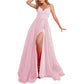 Mermaid Sequin Prom Dresses Slit V Neck Spaghetti Party Gowns with Detachable Train