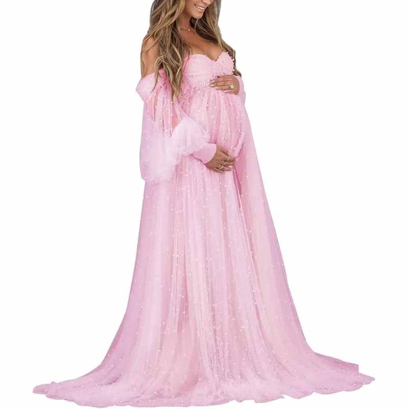 Tulle Maternity Dresses for Photoshoot Puffy Off Shoulder Bridal Lingerie Pregnancy Gowns for Baby Shower