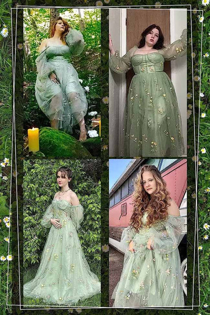 Womens Flower Embroidery Tulle Prom Dress Formal Evening Party Gowns