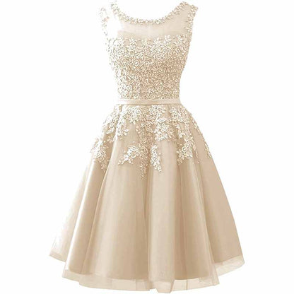 Women's Evening Dresses with Appliques Elegant Ball Gown Bridesmaid Dresses Short Party Dress